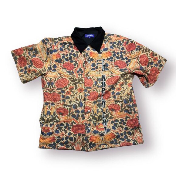 F*cking Awesome FA Worldwide Collared Tee Floral Polo Size XL Warm Up Top Skater - Picture 1 of 6